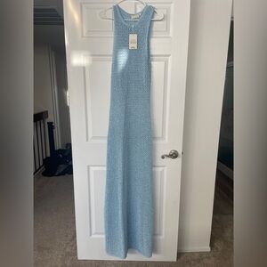 Monday Swimwear Light Blue Crochet Mesh Swim Coverup